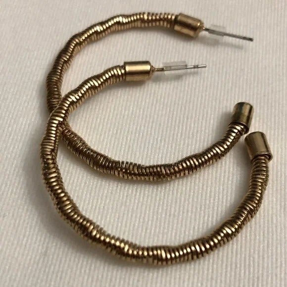 Wrapped Accent Hoop Earrings Gold Tone - Picture 2 of 6